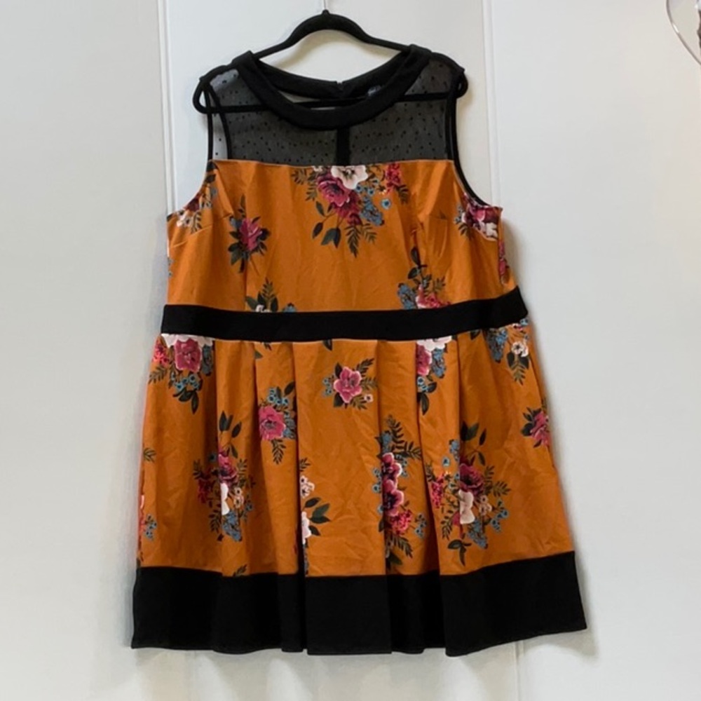 Floral Orange and Black Women’s Dress With Pockets Brand Smak PARLOUR
